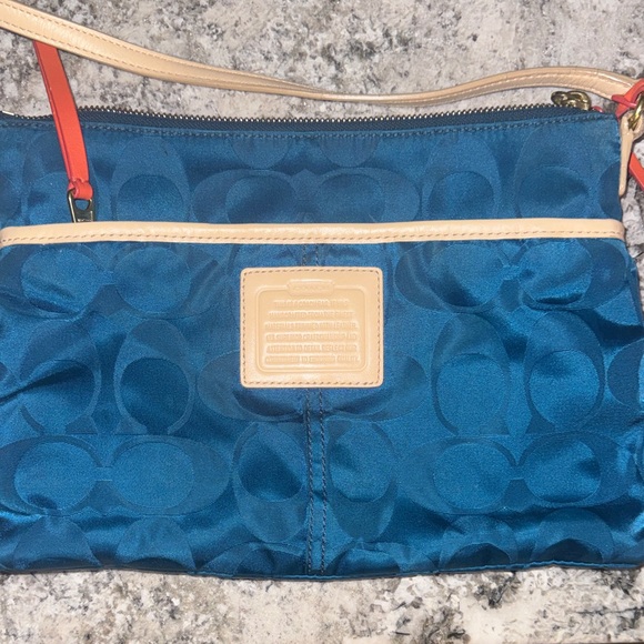 Coach Teal and Tan Mini Bag - Picture 3 of 6